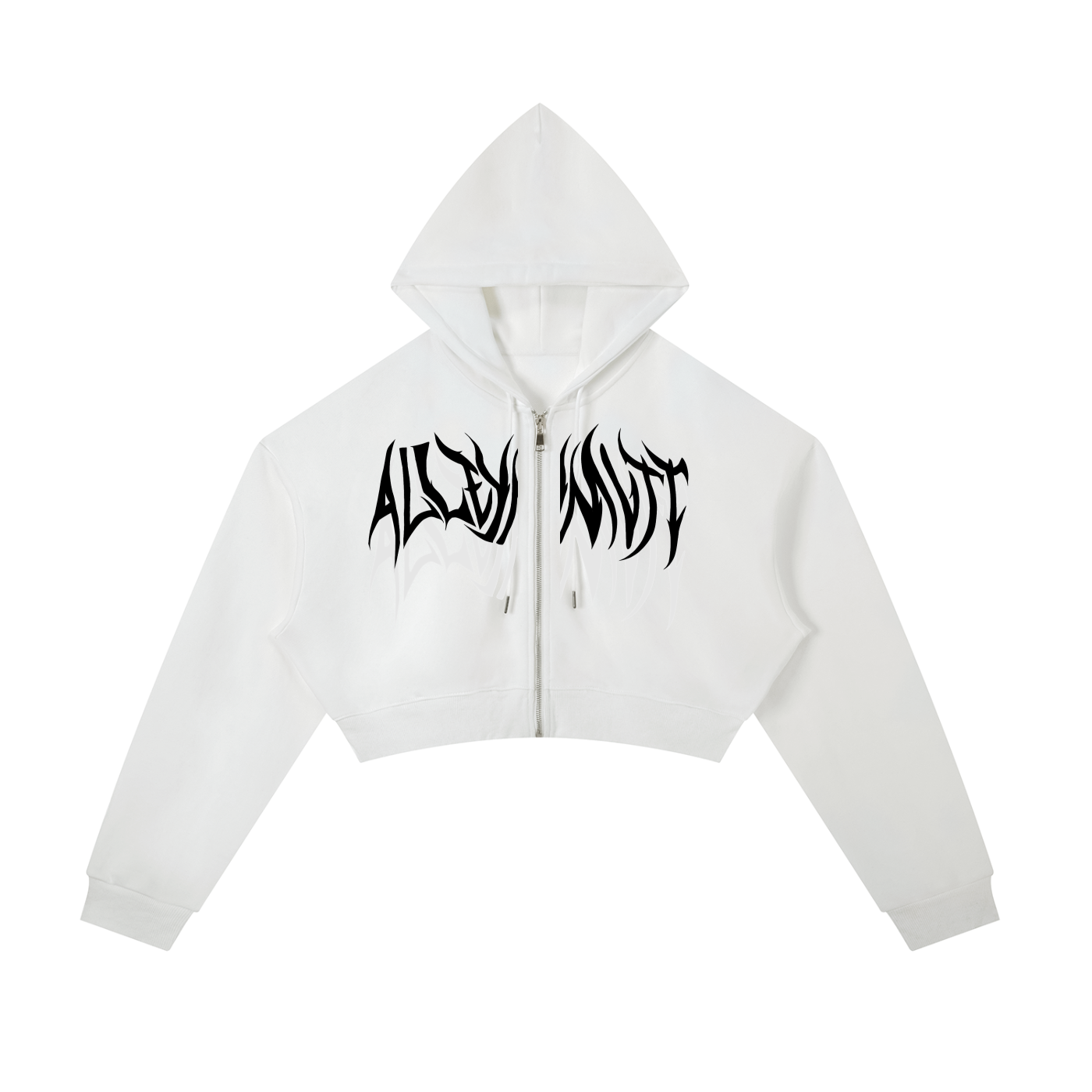 AlleyMutt Light Cropped Zip-Up Hoodie