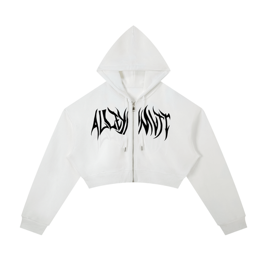 AlleyMutt Light Cropped Zip-Up Hoodie
