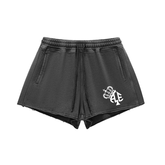 Ace Washed Raw Edge Drawstring Shorts