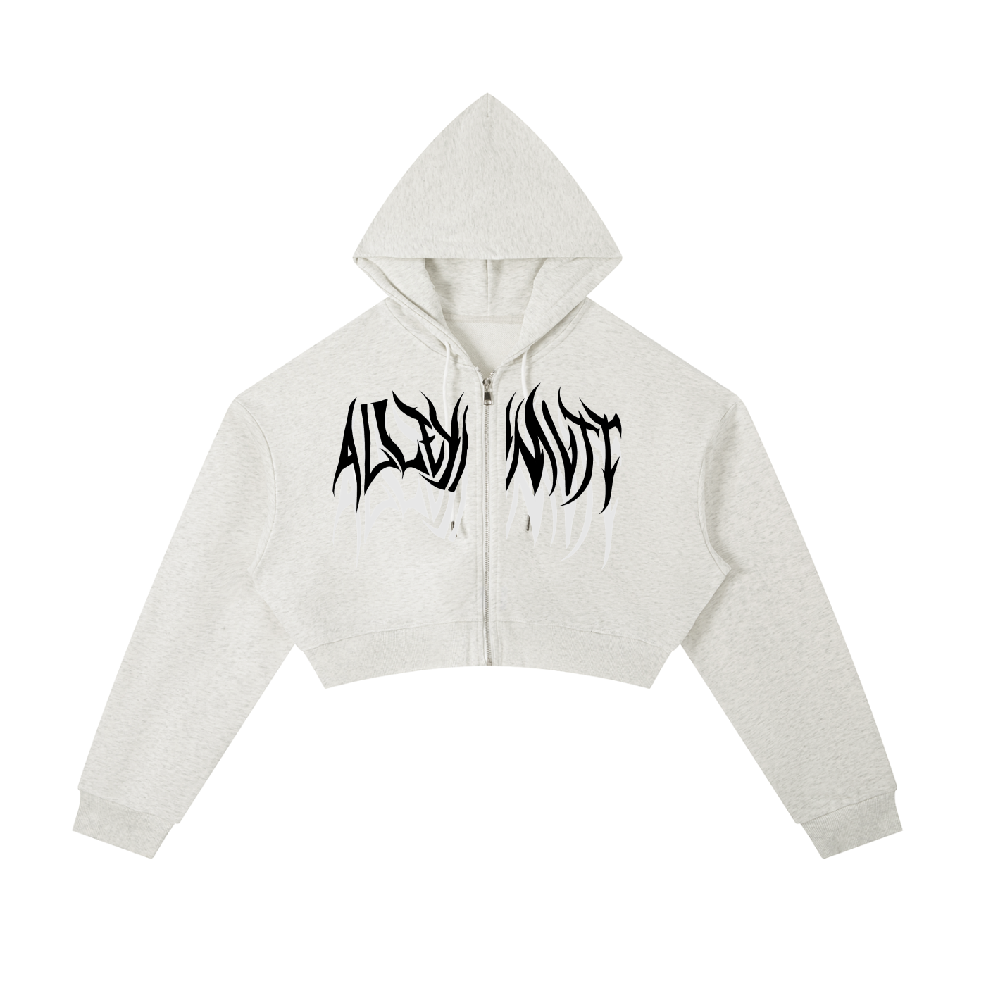 AlleyMutt Light Cropped Zip-Up Hoodie