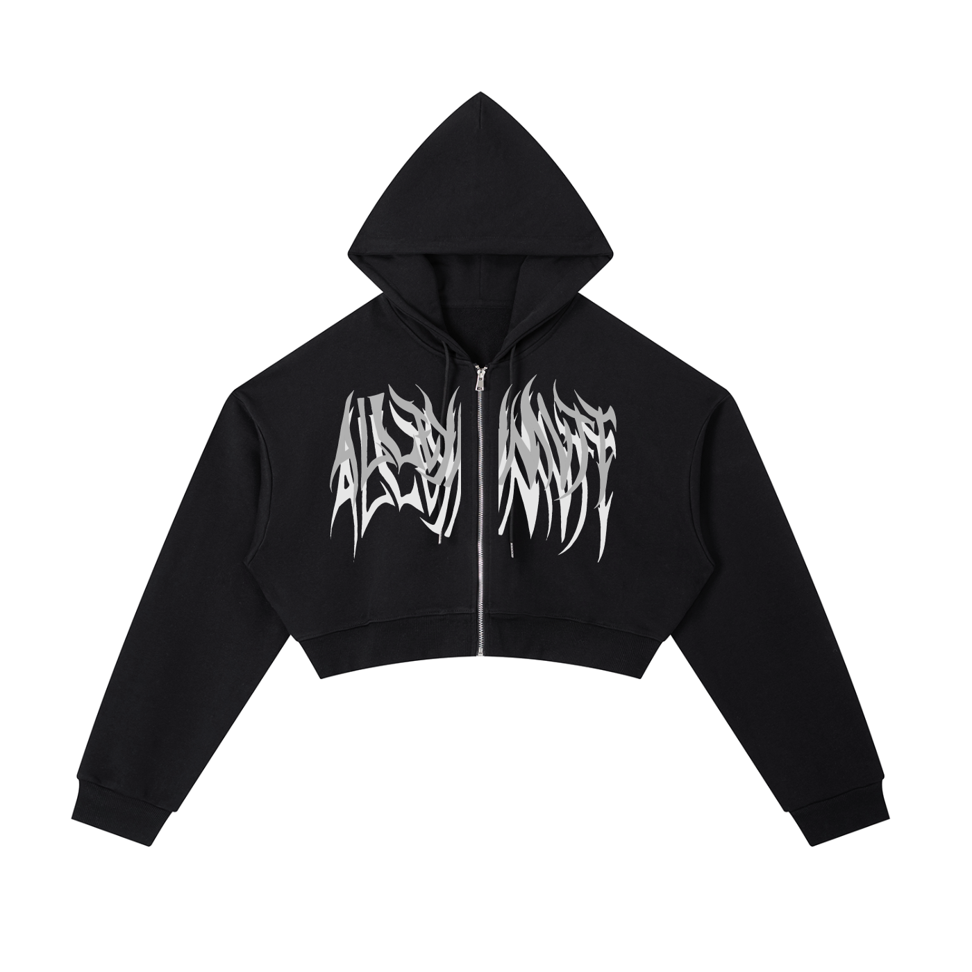 AlleyMutt Dark Cropped Zip-Up Hoodie